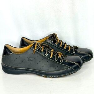 Born Hawkeye Oxford Black Leather Sneaker Bicycle Toe Y2K Streetwear Sz 40‎